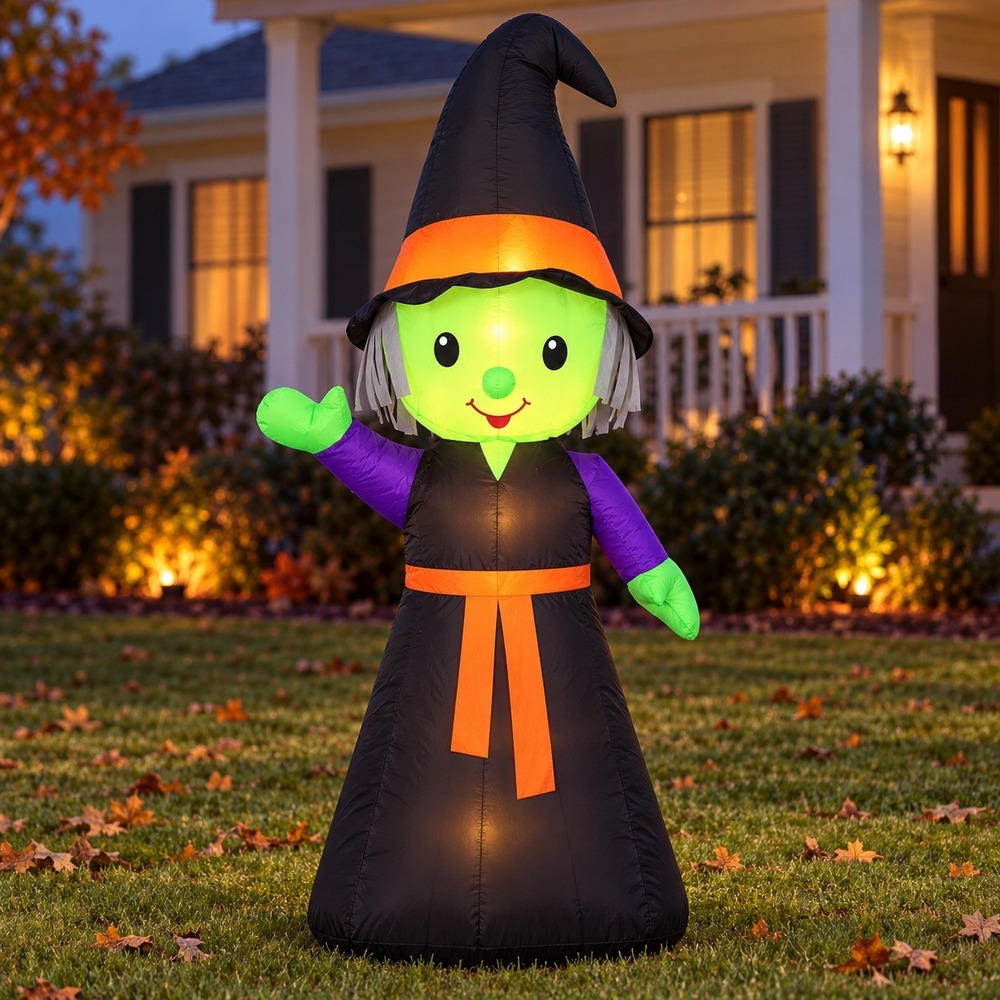 Gemmy 4 Ft Cute Witch Airblown Inflatable Lighted Halloween Yard Decor LED